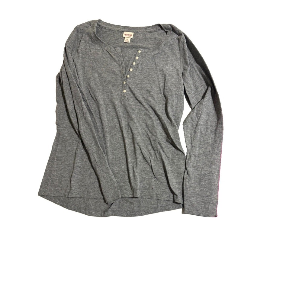 Mossimo Supply Co. Women's L Gray Long Sleeve Jersey Henley Button T-Shirt